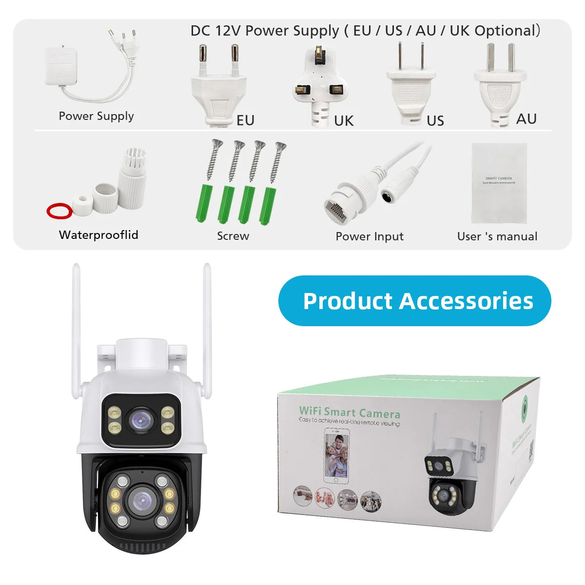 Hiseeu 4K 8MP PTZ WIFI Camera Dual Lens Dual Screen IP Camera Outdoor Auto Tracking Security Protection CCTV Surveillance ICSee