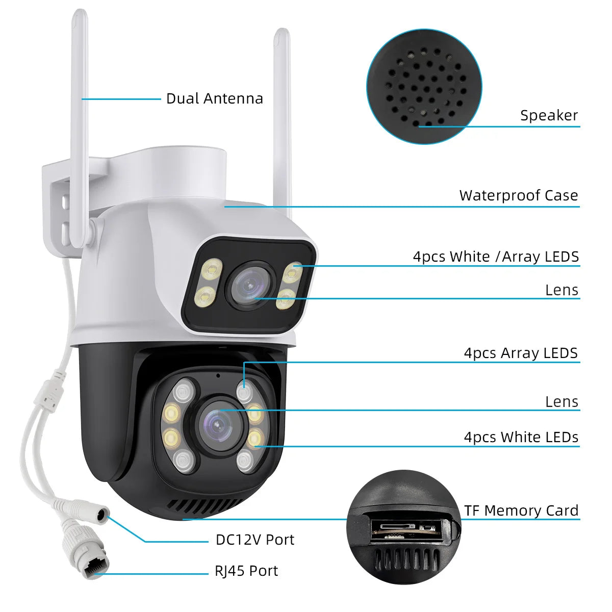 Hiseeu 4K 8MP PTZ WIFI Camera Dual Lens Dual Screen IP Camera Outdoor Auto Tracking Security Protection CCTV Surveillance ICSee