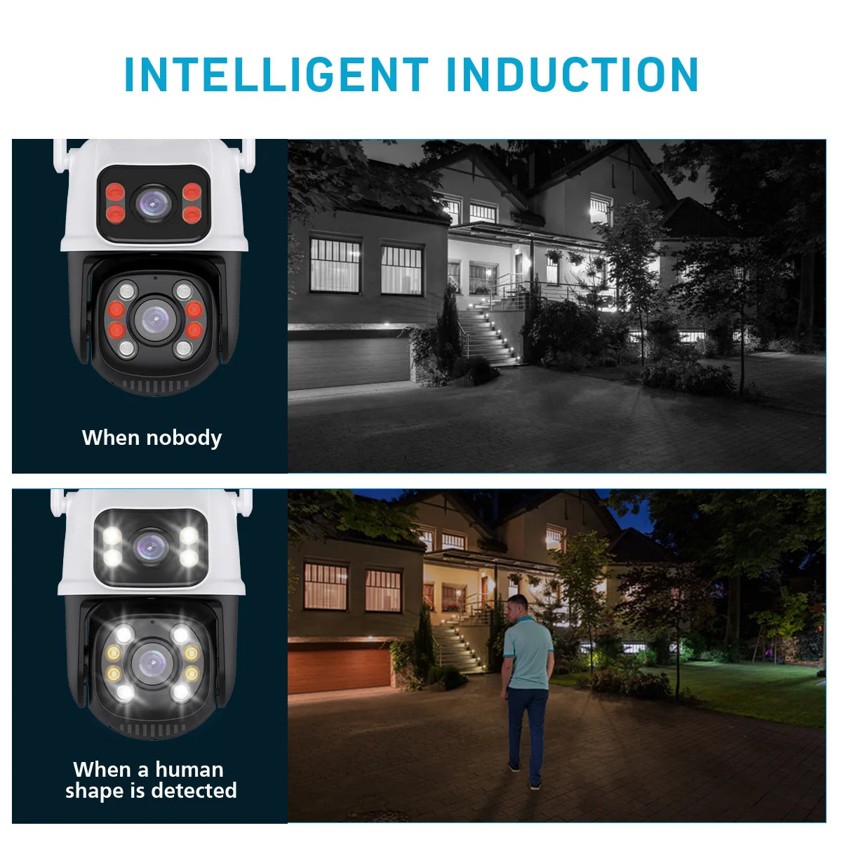 Hiseeu 4K 8MP PTZ WIFI Camera Dual Lens Dual Screen IP Camera Outdoor Auto Tracking Security Protection CCTV Surveillance ICSee