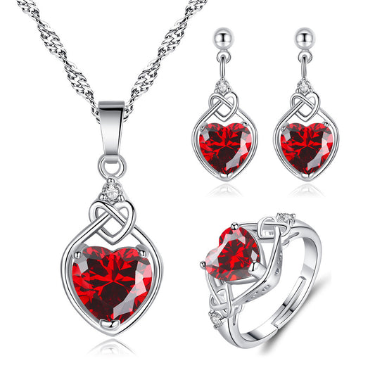 Heart-shaped Ruby Jewelry Set