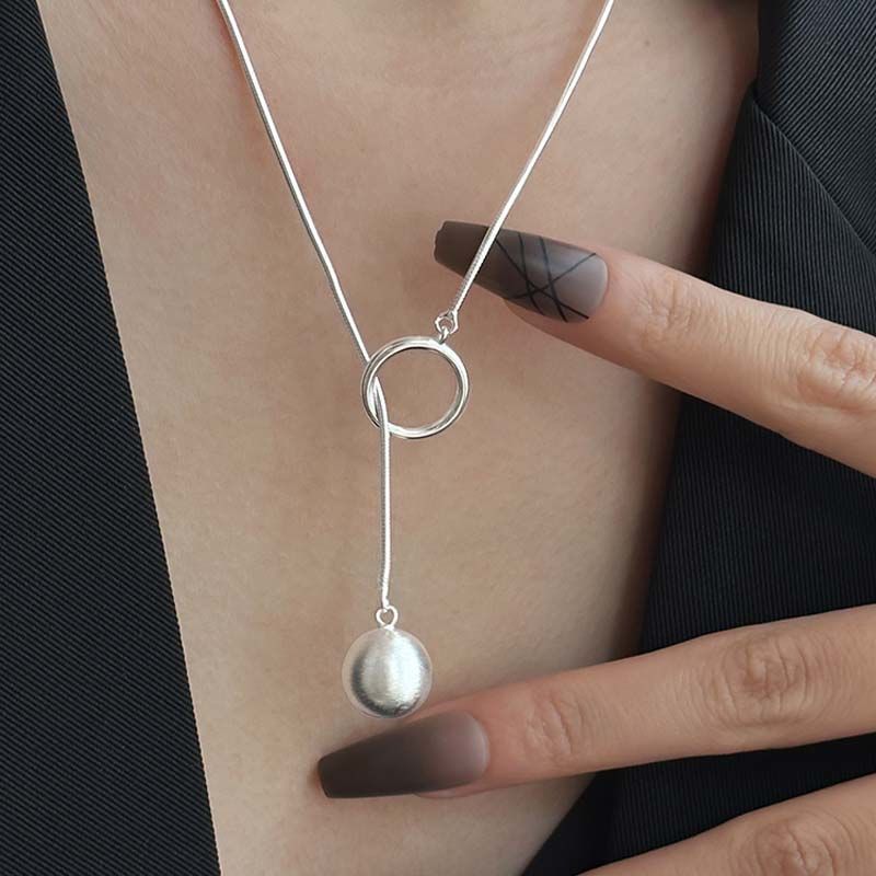 Round Ball Ring Long Necklace Sweater Chain Fall Winter Jewelry