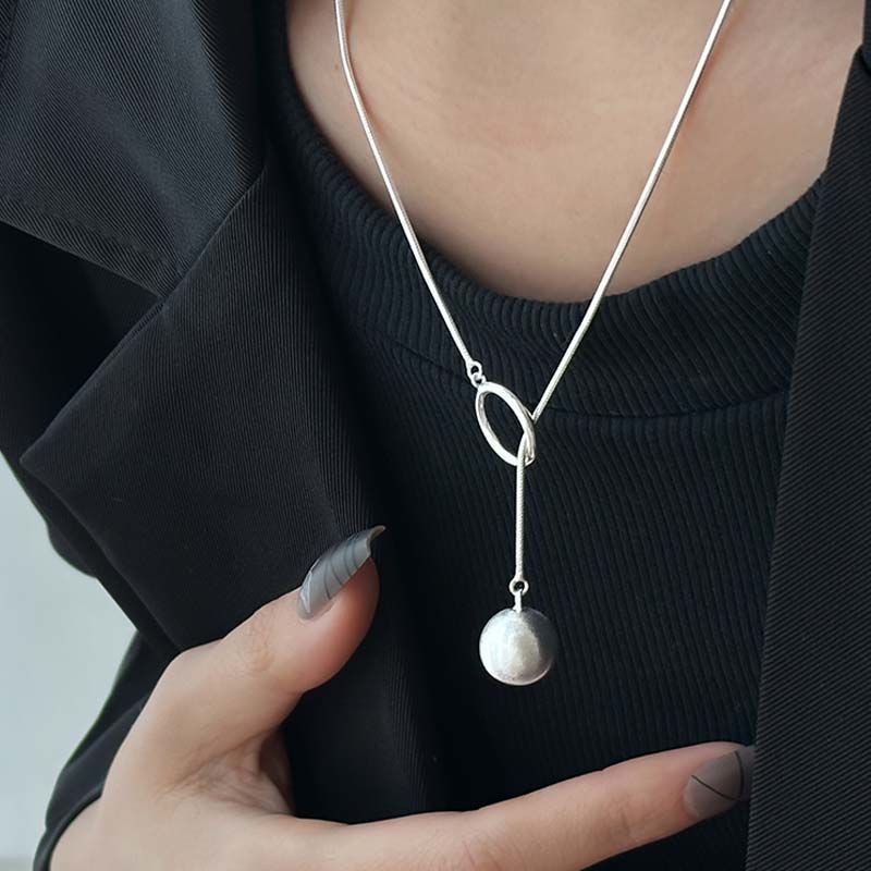 Round Ball Ring Long Necklace Sweater Chain Fall Winter Jewelry