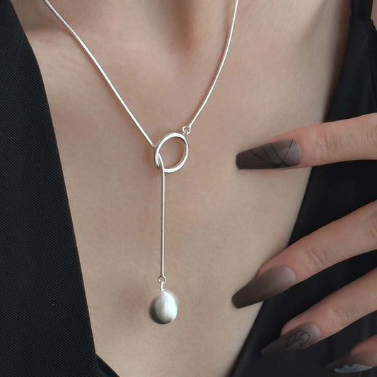 Round Ball Ring Long Necklace Sweater Chain Fall Winter Jewelry